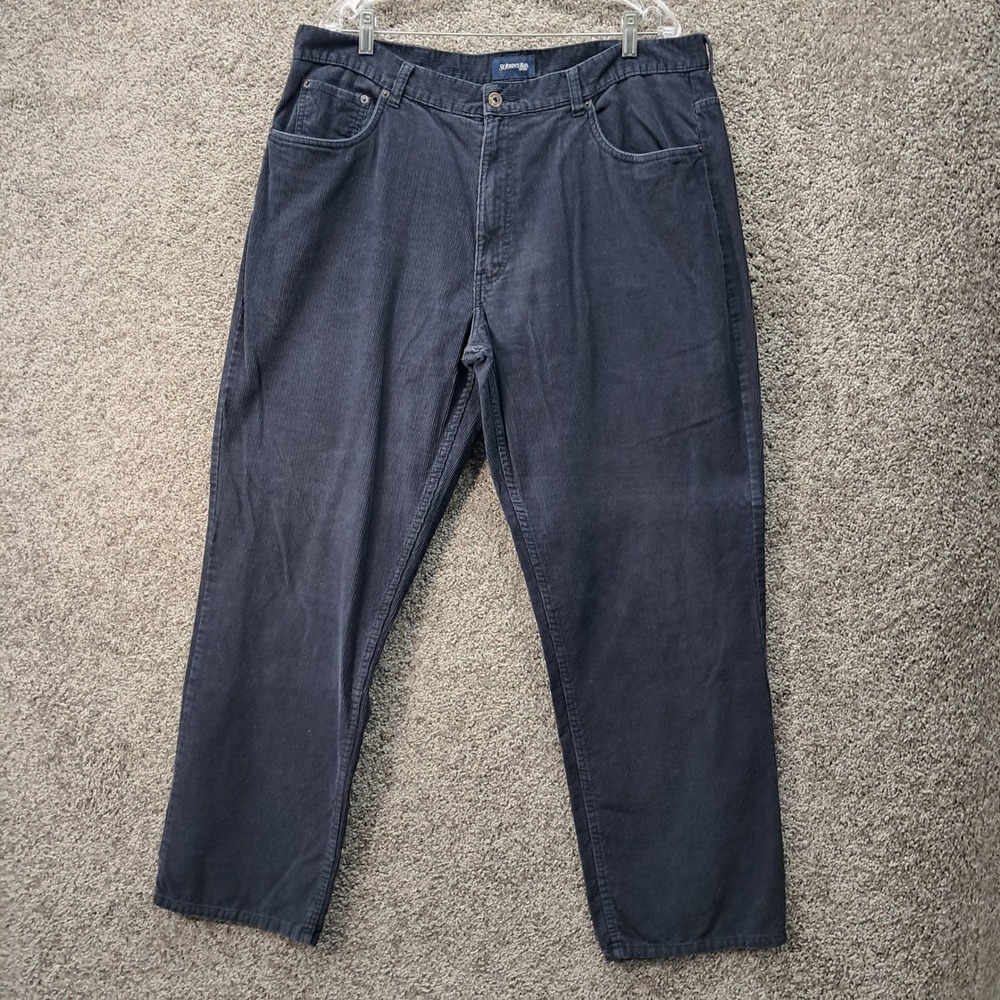 St Johns Bay Mens Navy Blue Corduroy Pants 100% Cotton Straight Leg 40x32